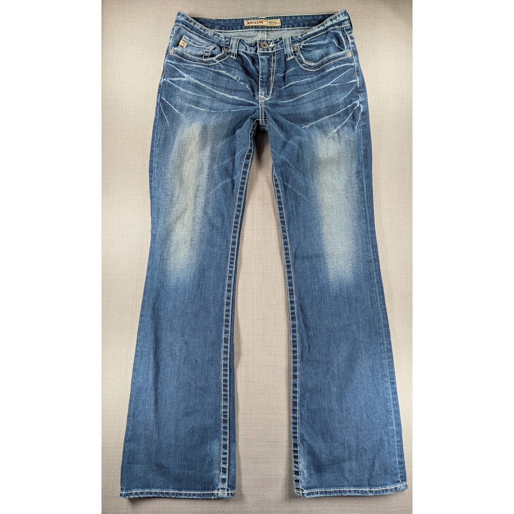 Big Star Maddie Bootcut Jeans Womens 29L Medium Wash Embroidered Mid Rise Denim